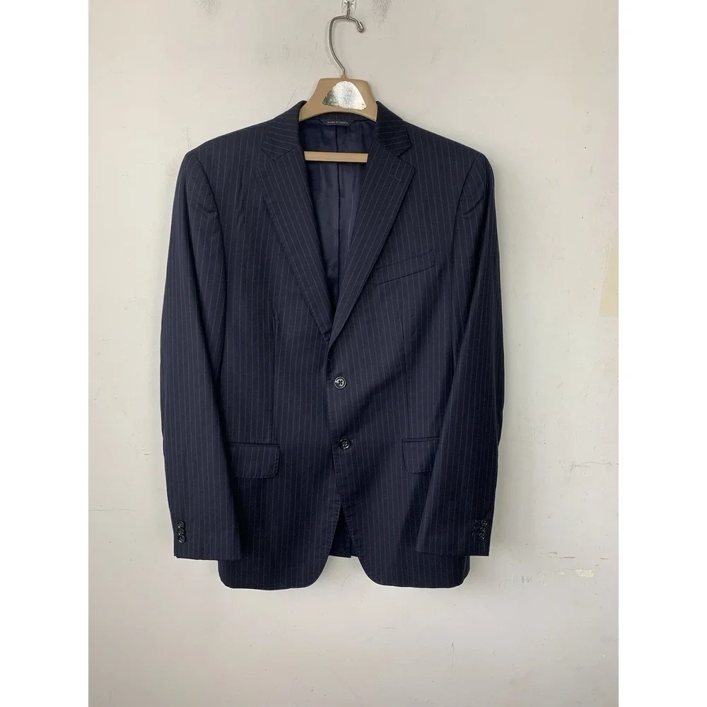Banana Republic Mens Blazer 40R‎ Blue Striped Easter Wool Wedding Modern Fit